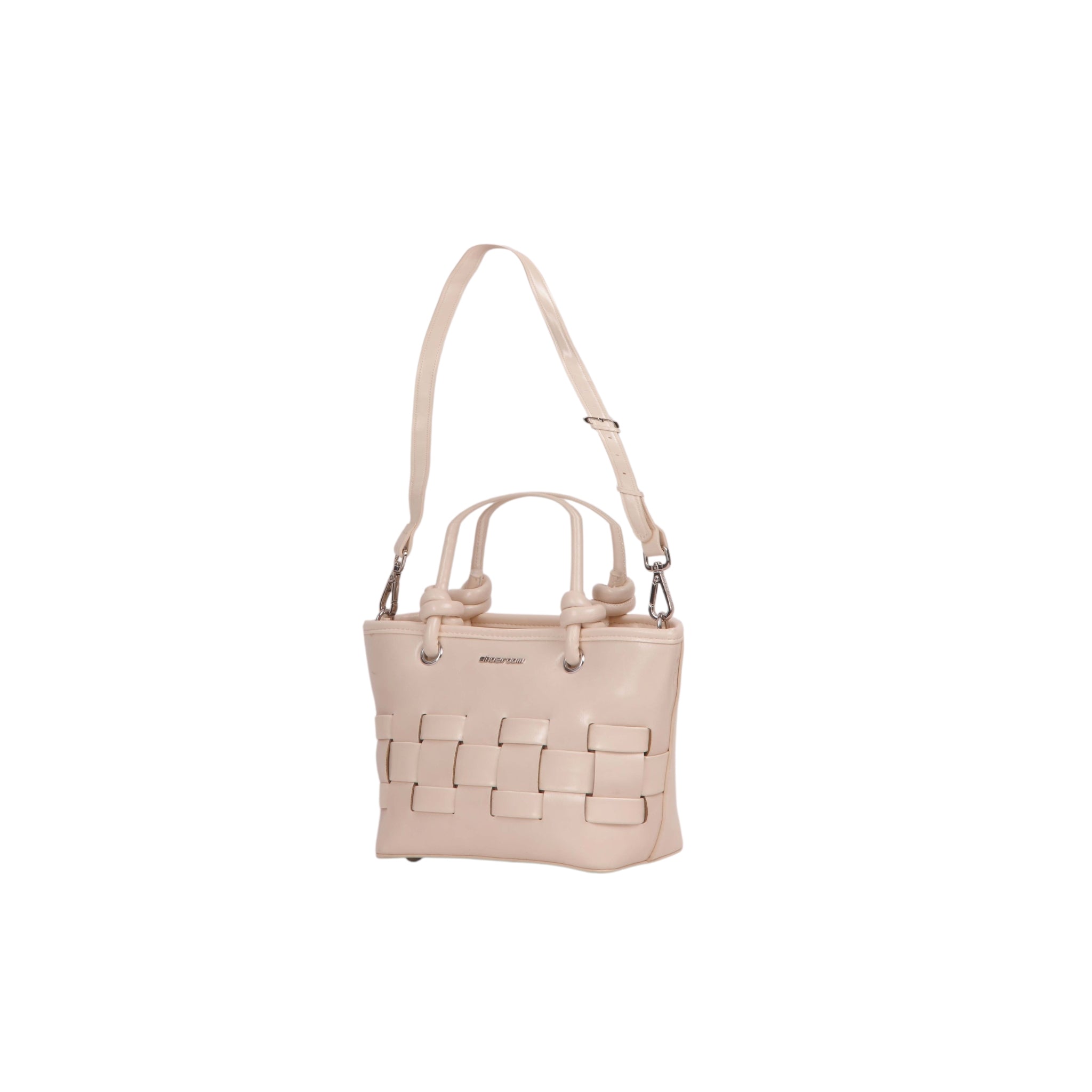 Woven Detail Mini Handbag - Beige