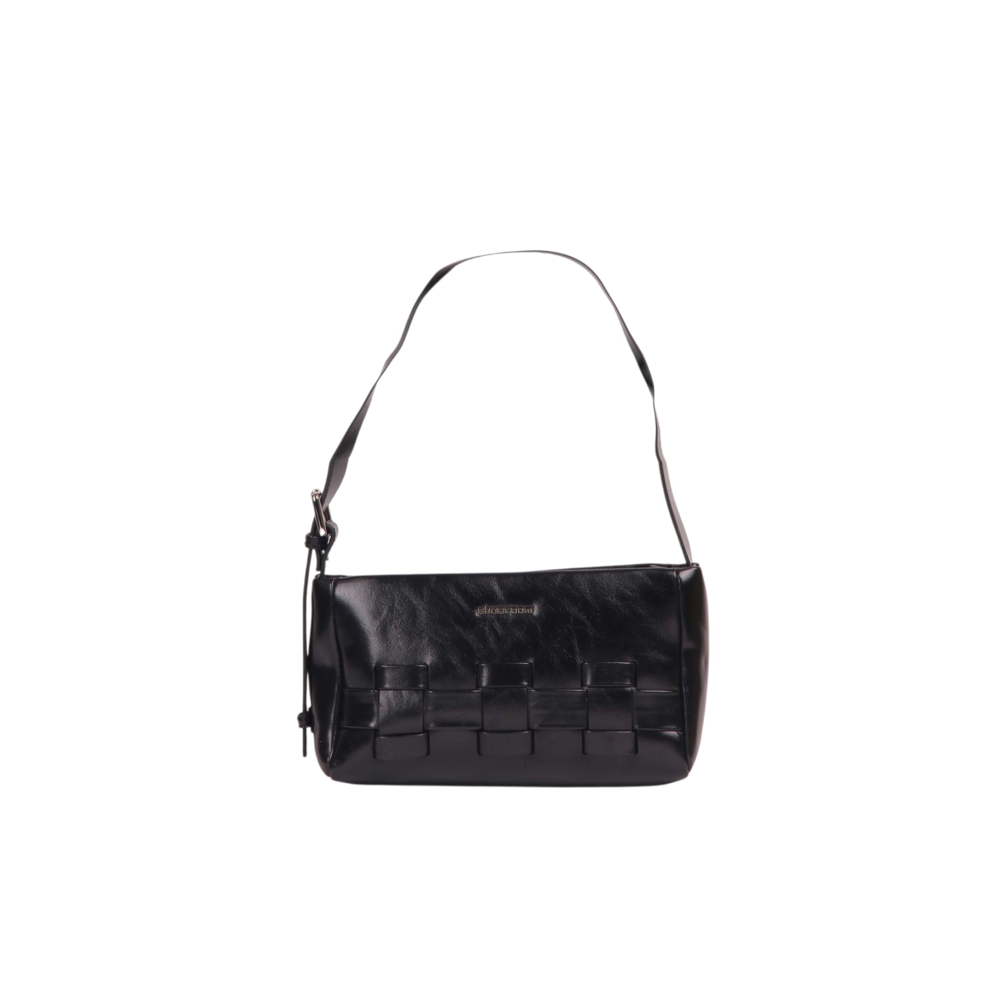 Woven Detail Shoulder Bag - Black