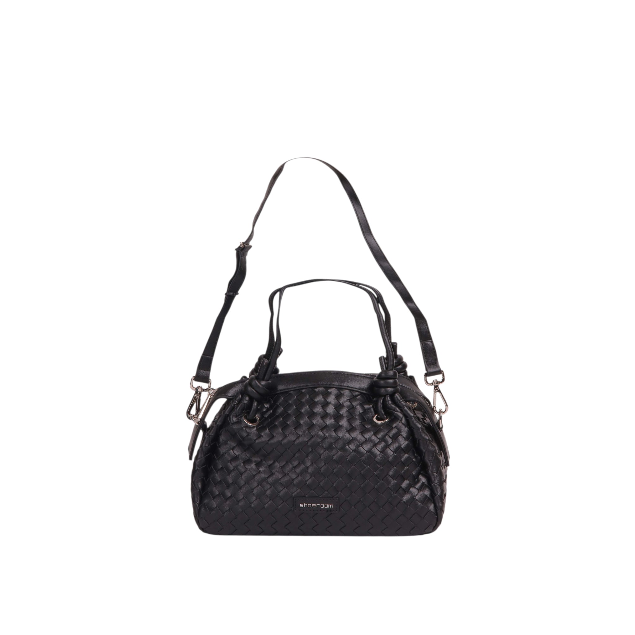 Woven Satchel Bag - Black