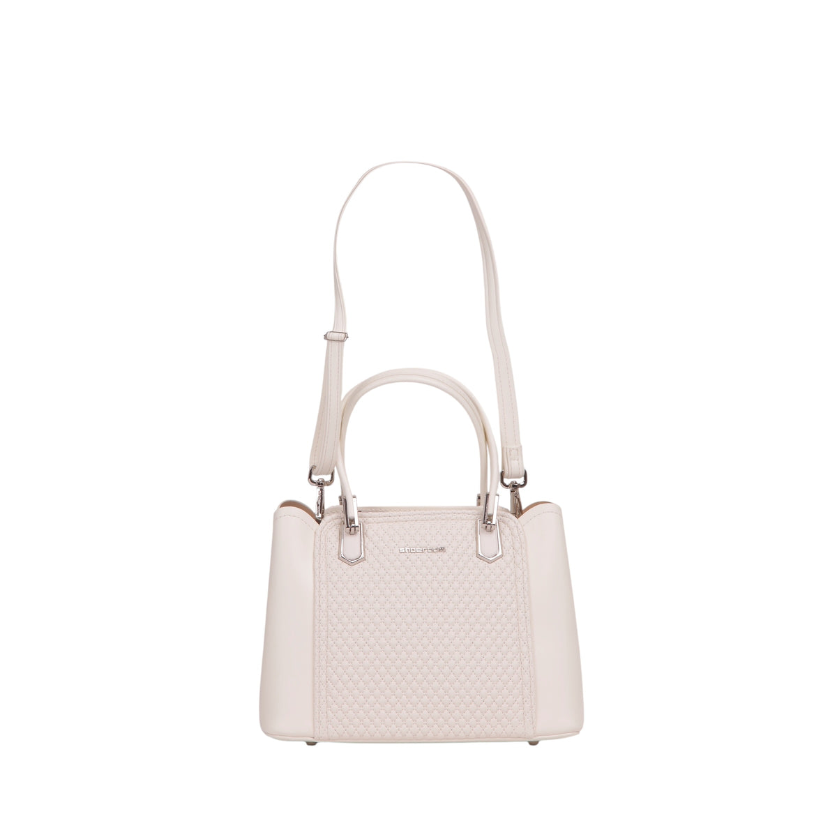 Quilted Structured Handbag - Off White