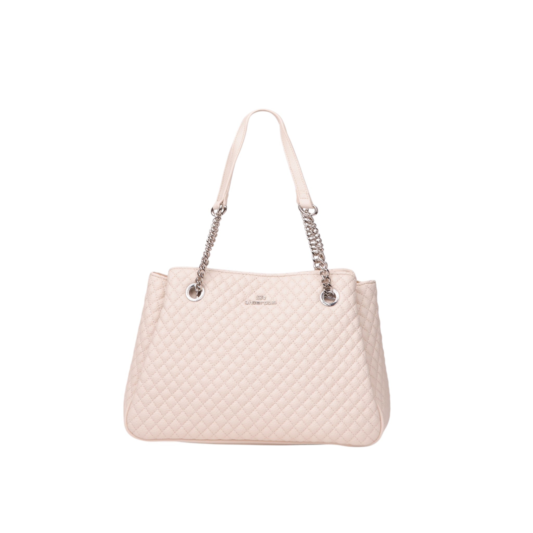 Quilted Chain Strap Tote Bag - Beige