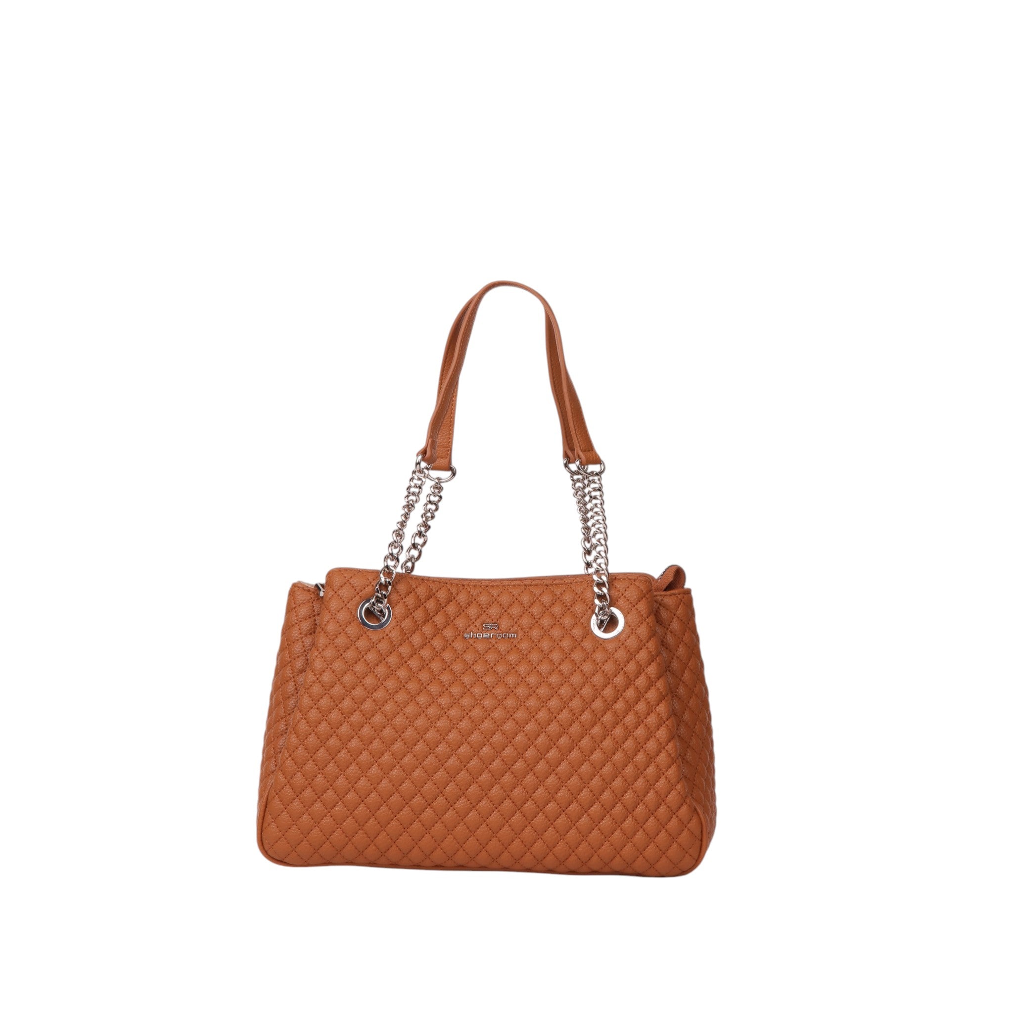 Quilted Chain Strap Tote Bag - Camel