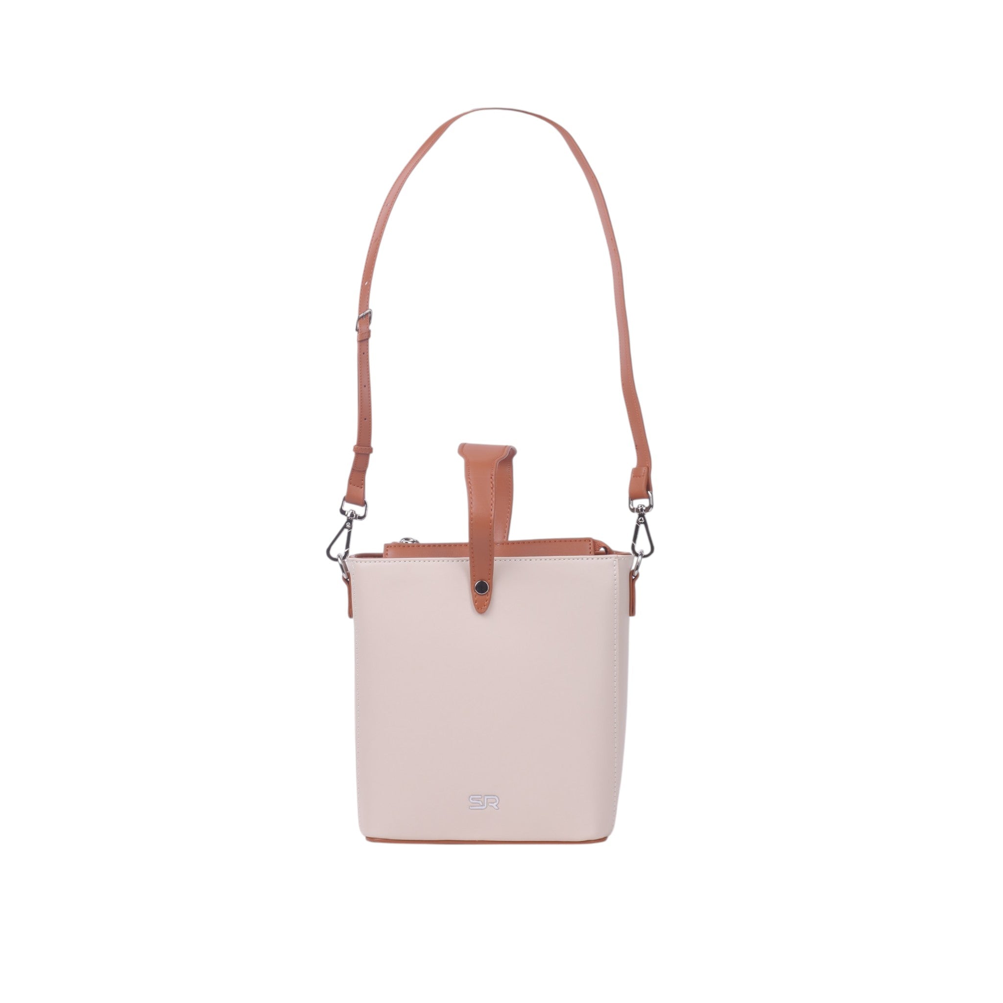 Minimal Bucket Crossbody Bag - Beige