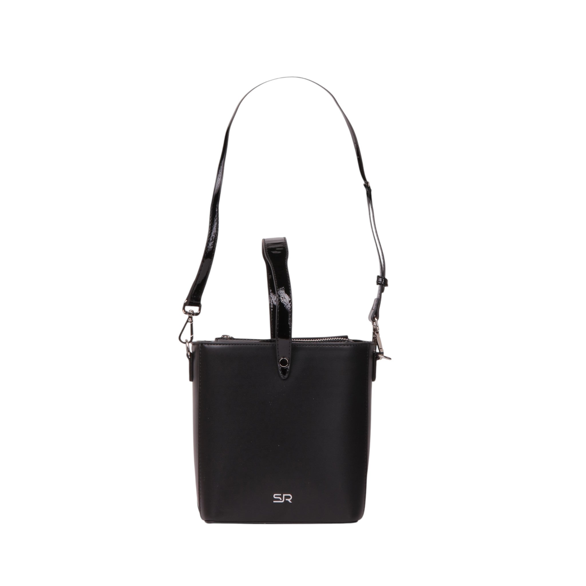 Minimal Bucket Crossbody Bag - Black