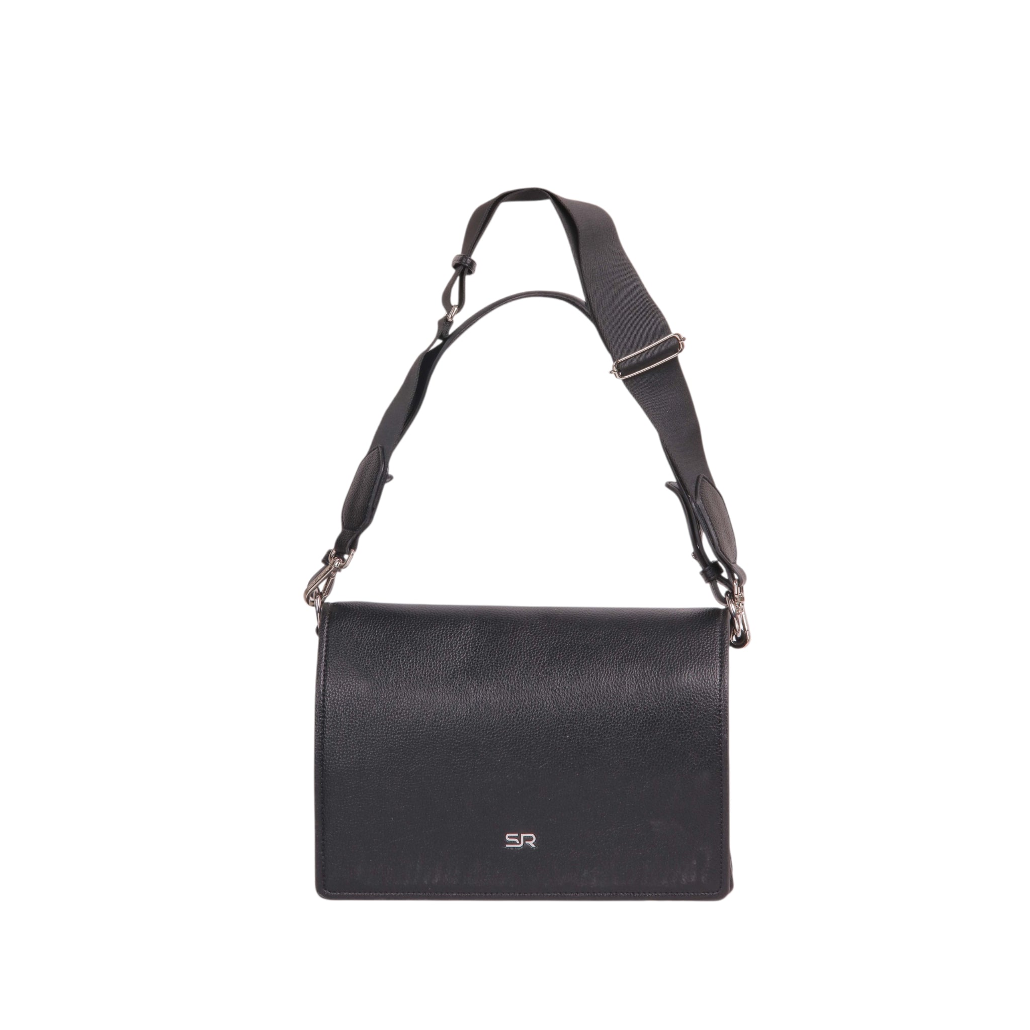 Minimal Flap Crossbody Bag - Black