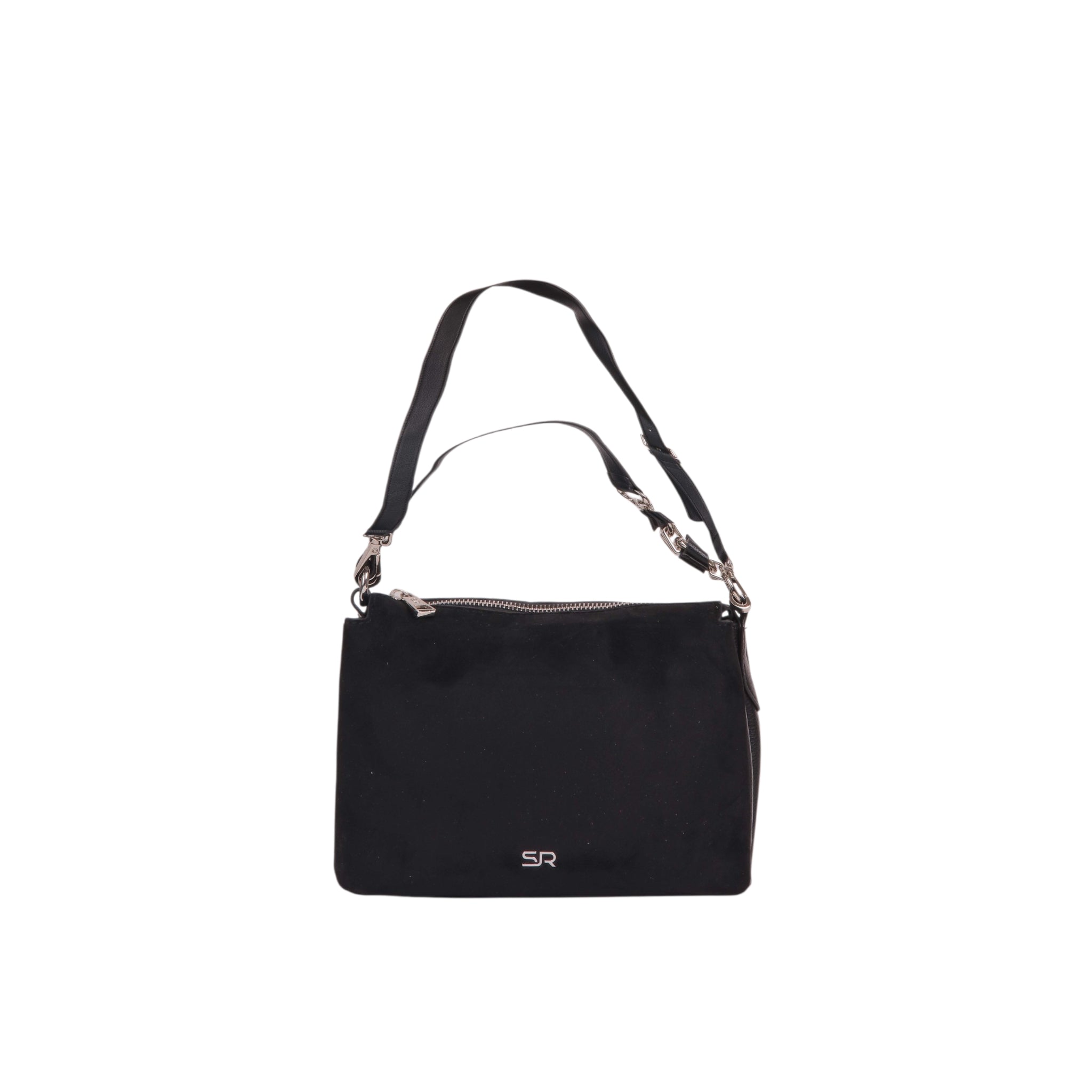 Convertible Suede Crossbody Bag - Black