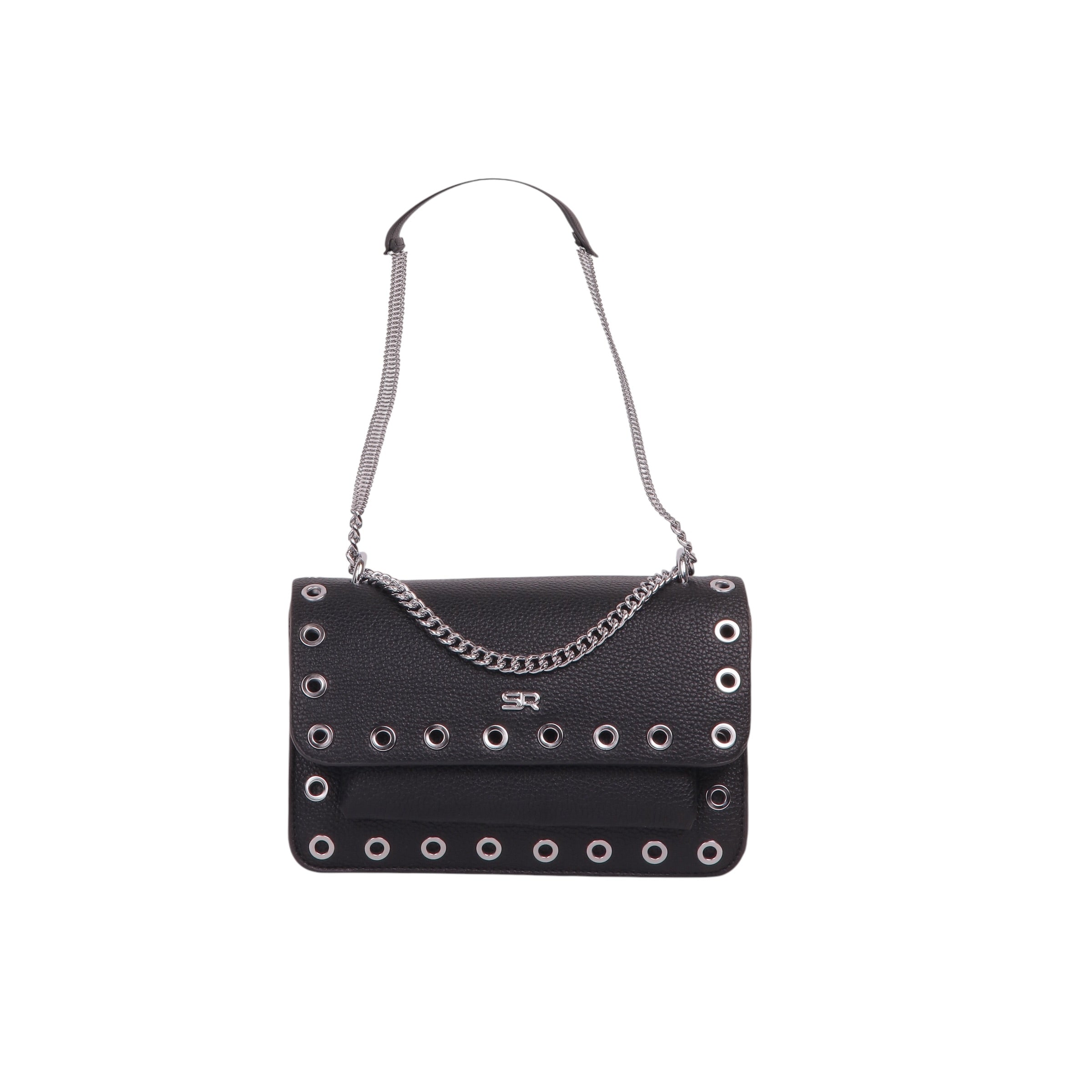 Studded Chain Shoulder Bag - Black