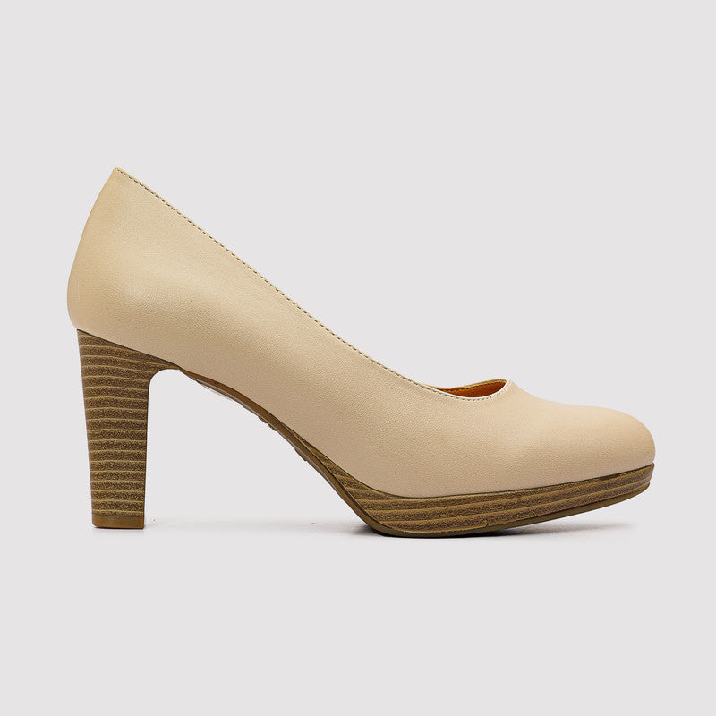 Classic Block Heel Pumps – Beige (SR-3032)