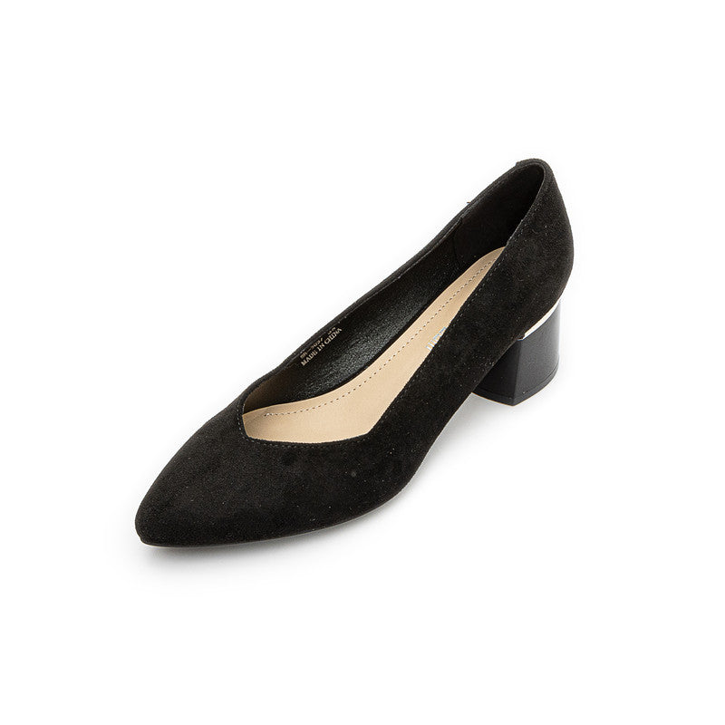 Suede-Look Block Pumps – Black (SR-3037)