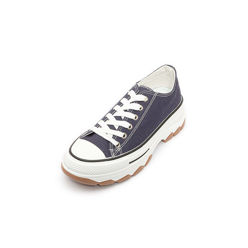 Canvas Lace-Up Flat Sneakers – Navy (SR-3047)