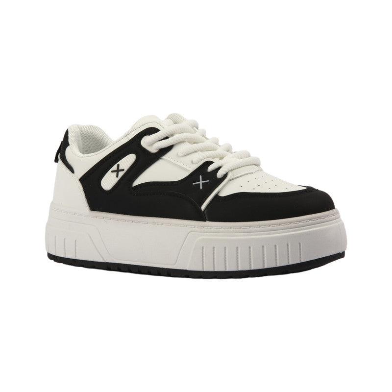 Colorblock Platform Sneakers – White & Black (SR-3060)