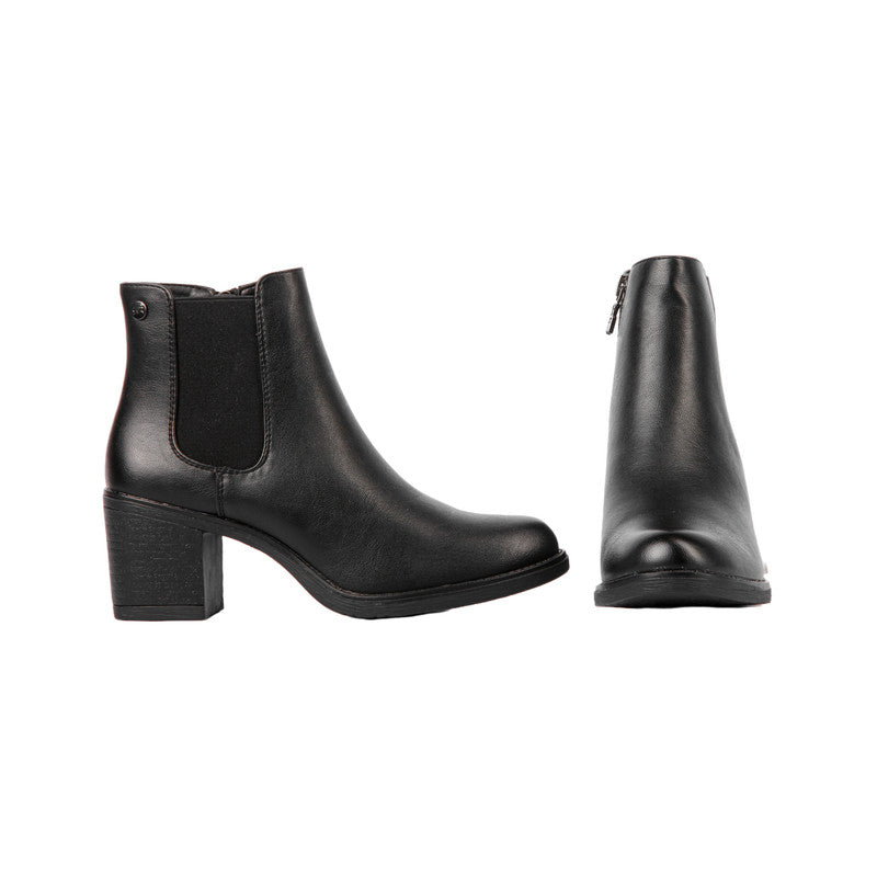 Pu Leather Plain Half Boots – Black (SR-3327)