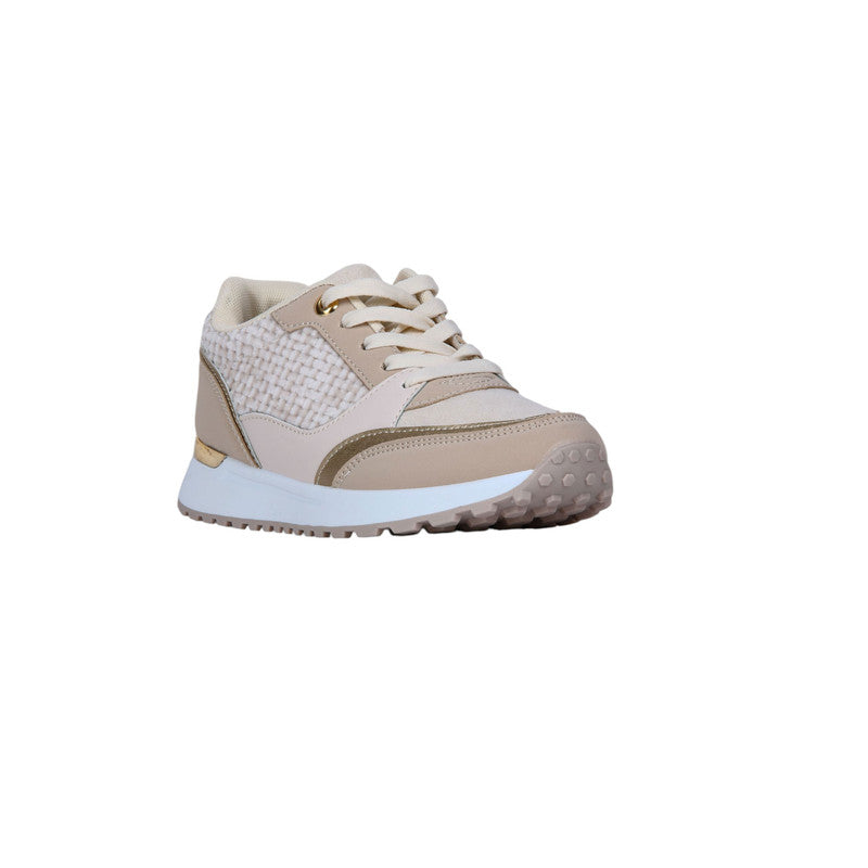 Woven Detail Lace-Up Sneakers – Beige (SR-3515)