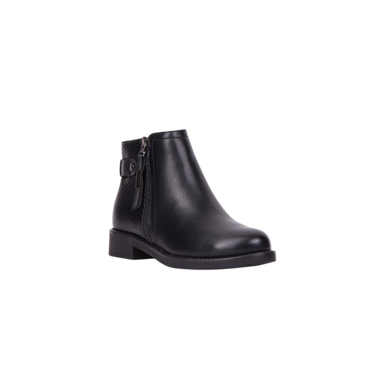 Textured Zip Ankle Boots – Black (SR-3539)