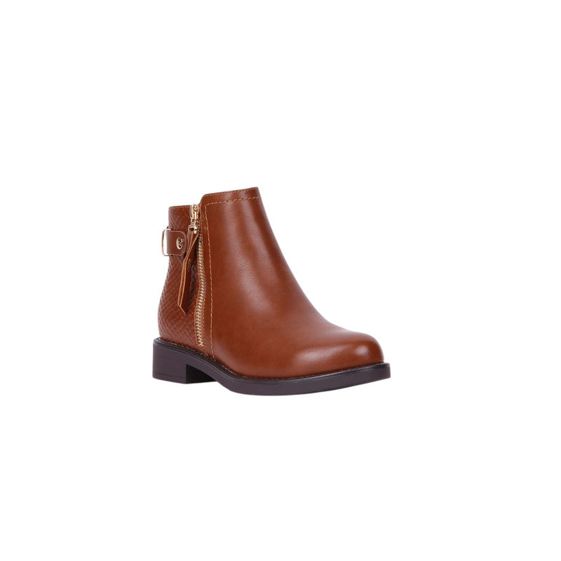 Smooth Zip Ankle Boots – Camel (SR-3539)