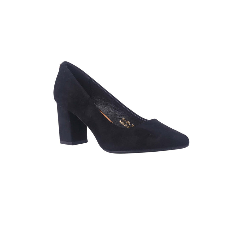 Classic Block Heel Court Shoes – Black (SR-3604)