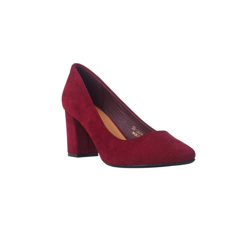 Classic Block Heel Court Shoes – Burgundy (SR-3604)