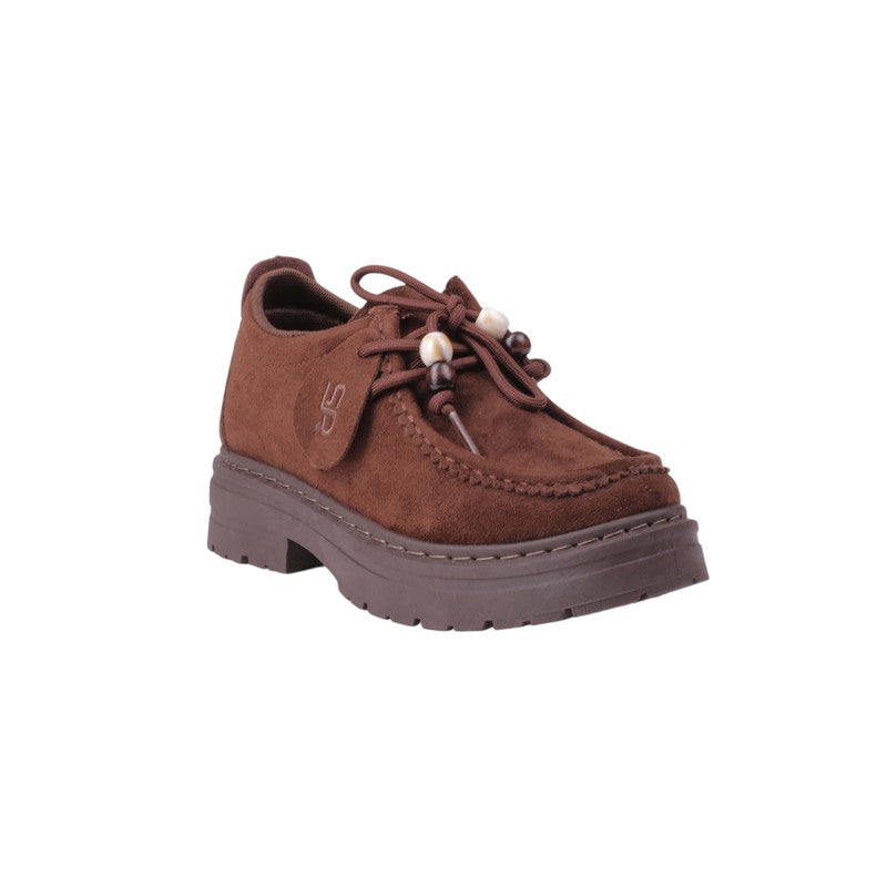 Minimal Lace-Up Platform Casual Shoes – Coffee (SR-3630)