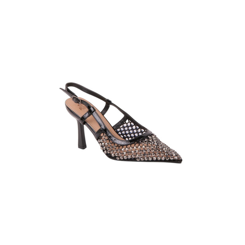 Crystal Mesh Slingback Heels – Black (SR-3650)