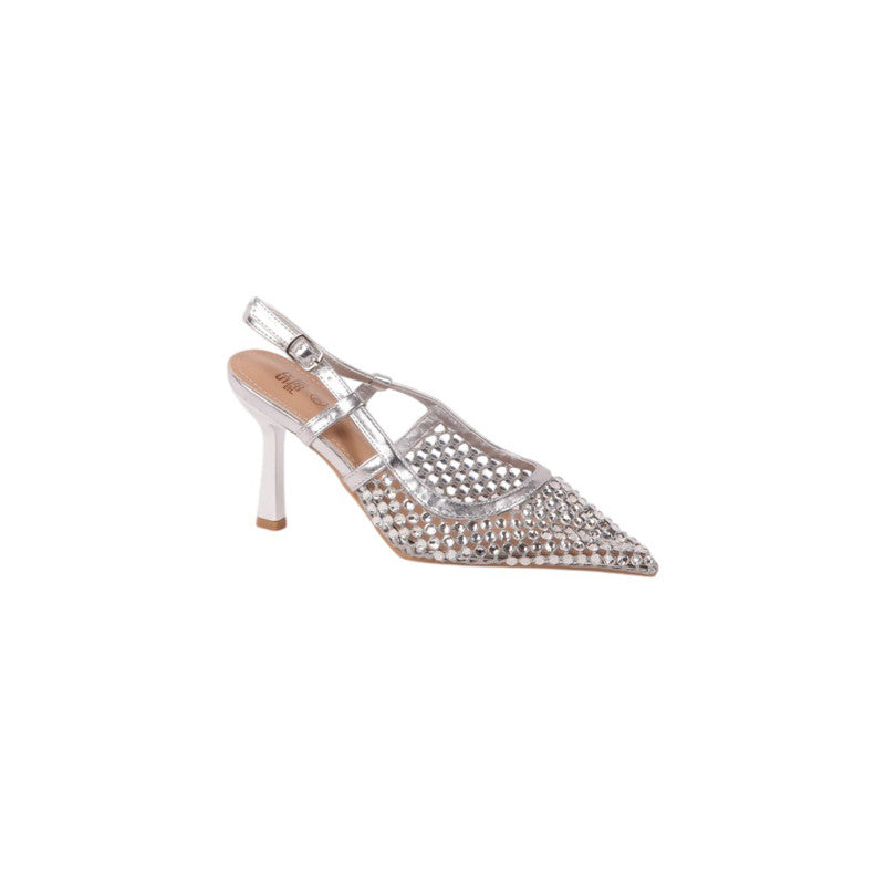 Crystal Mesh Slingback Heels – Silver (SR-3650)