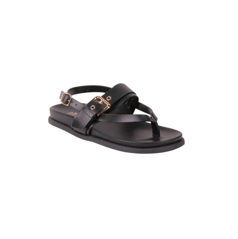 Buckle Design Flat Sandals – Black (SR-3661)