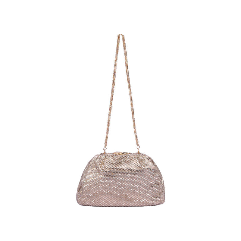 Shimmered Chain Strap Clutch Bag – Light Gold (SR-B1874)