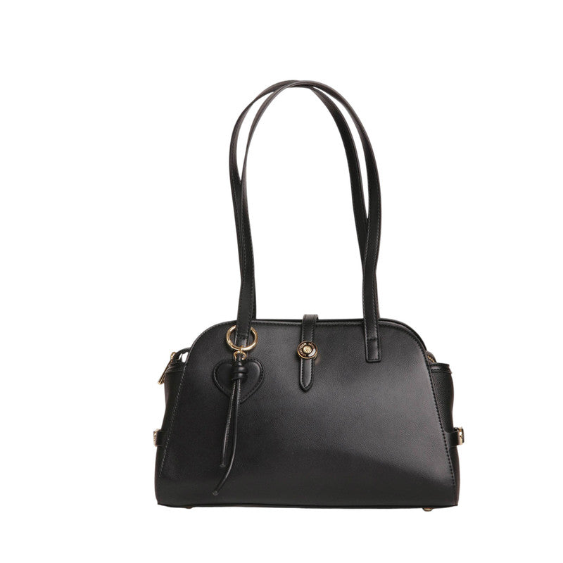 Plain Charm-Detail Structured Handbag – Black (SR-B1926)