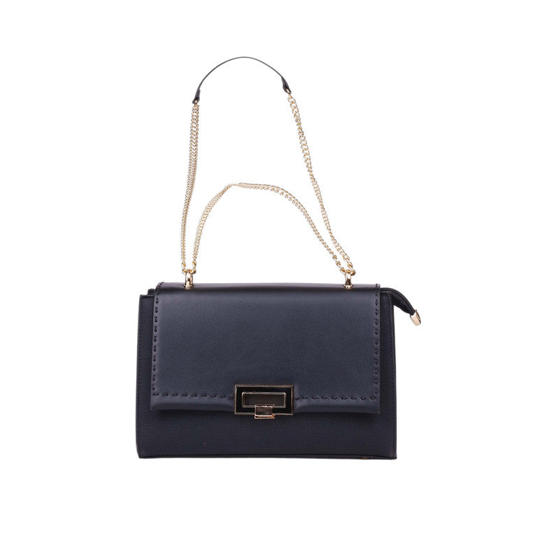 Colorblock Chain-Strap Shoulder Bag – Black (SR-B2004)