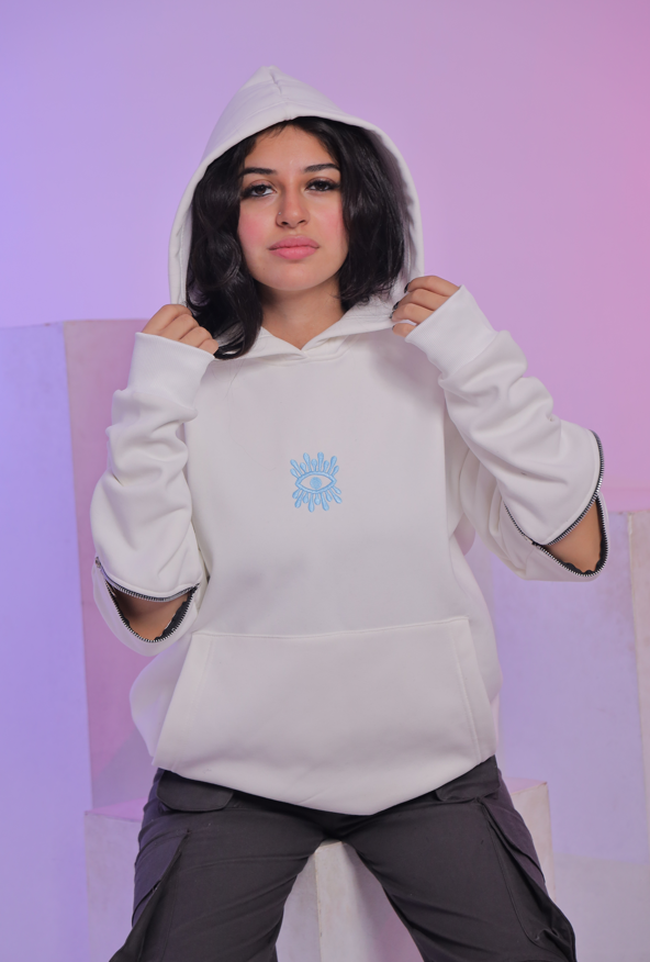 Hoodie Evil Eye White