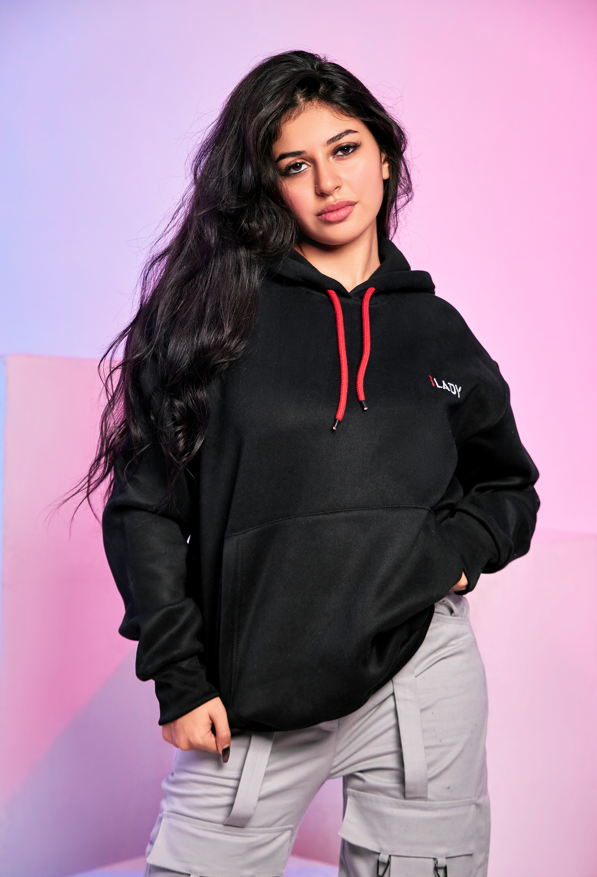 Cotton Melton Solid Hoodie – Black