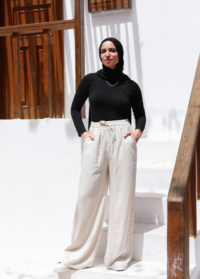 Fabric Stripe Pants - Off-White