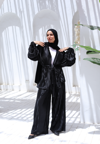 Plisse Two-Piece Set - Black