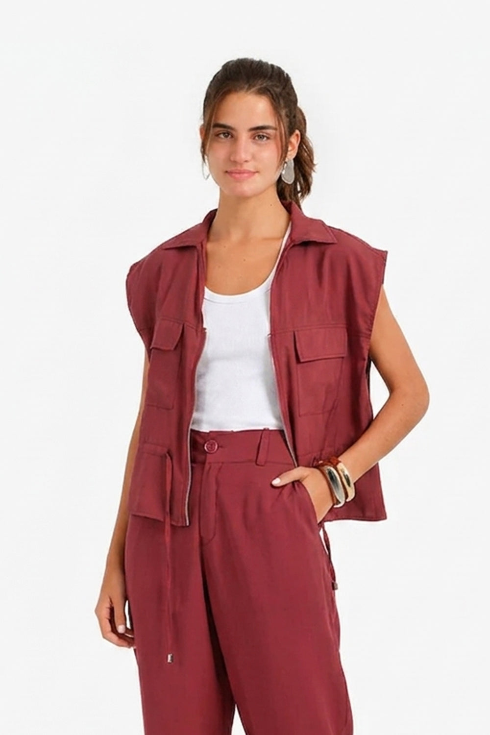 Lounge Sleeveless Vest – Light Burgundy