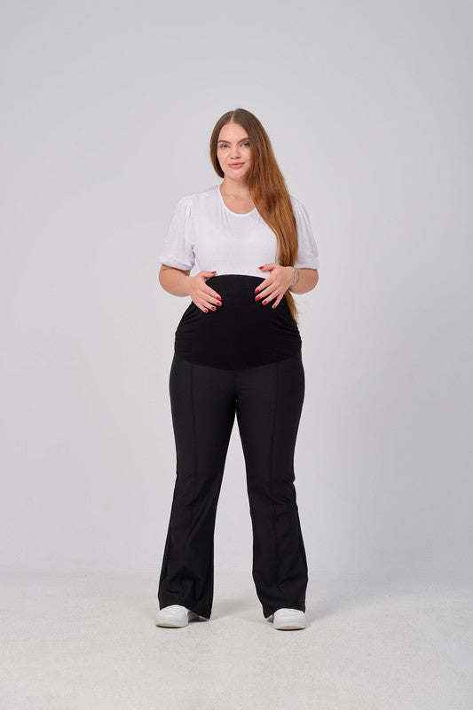 Striped Maternity Leggings - Black