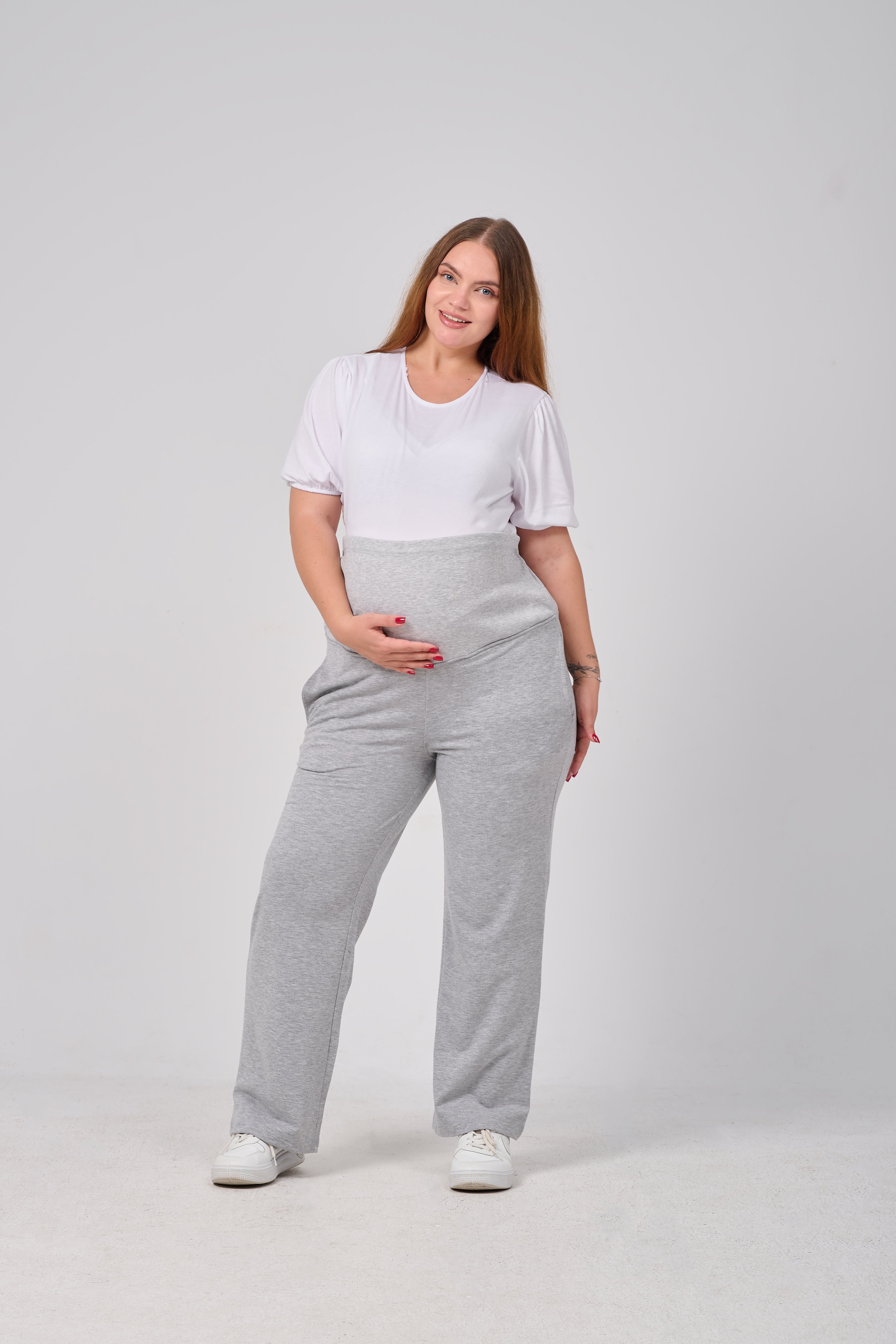 Maternity Cotton Yoga Pants - Grey
