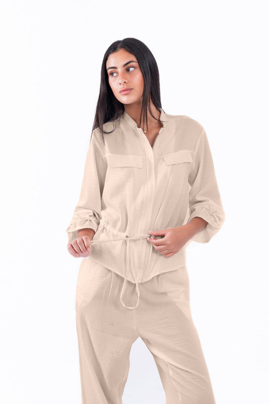 Relaxed Katan Chemise – Light Sand