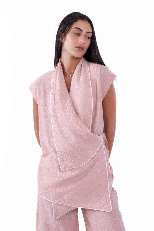 Sleeveless Wrap Shirt – Pink