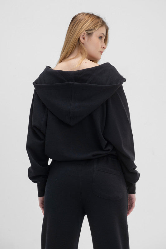 Melton Sweatshirt Quarter-Zip - Black