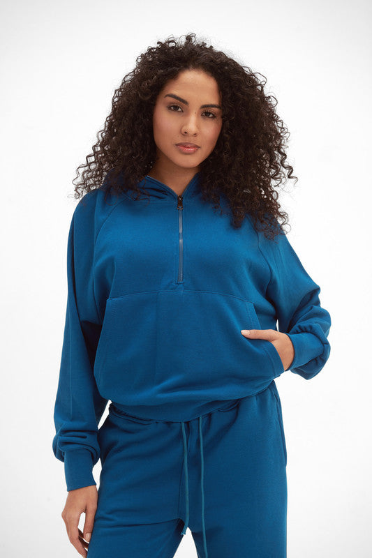 Melton Sweatshirt Quarter-Zip - Blue Sapphire