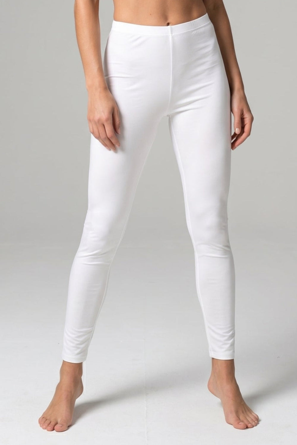 Slim Fit Elastic-Waist Leggings - White