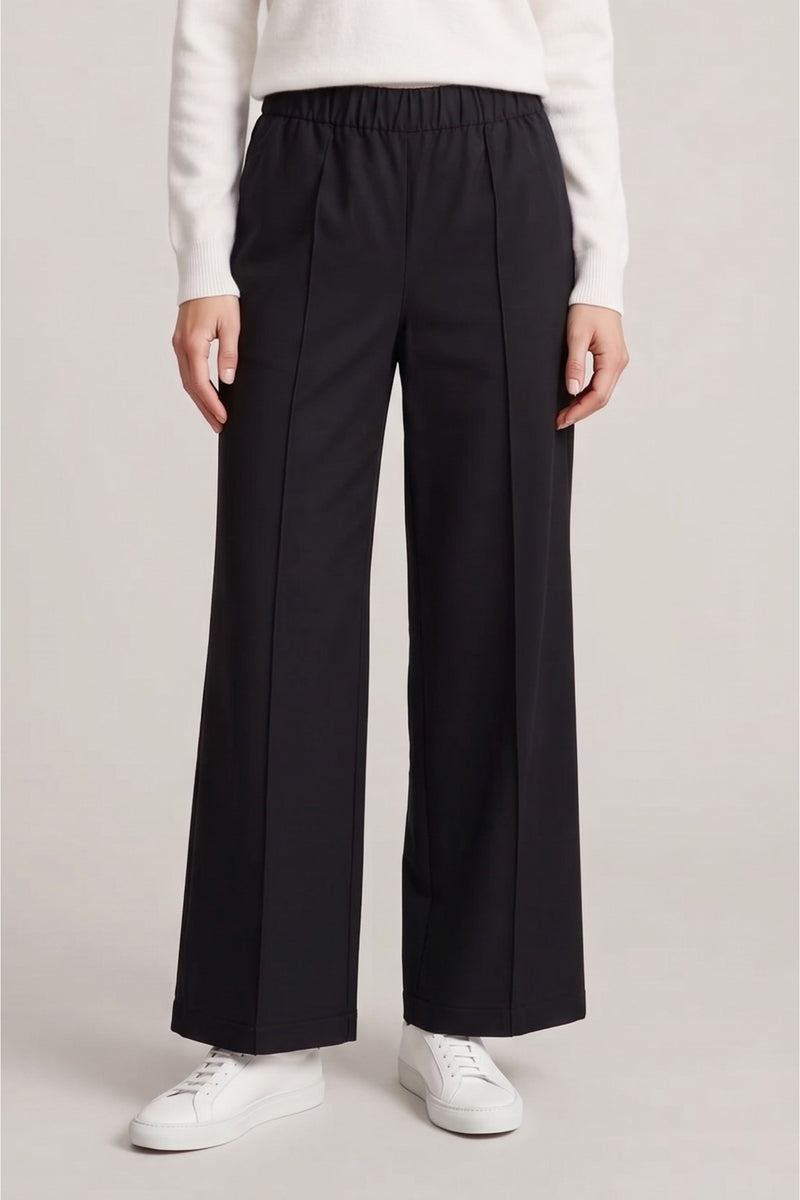 Pintuck Wide-Leg Pants – Black