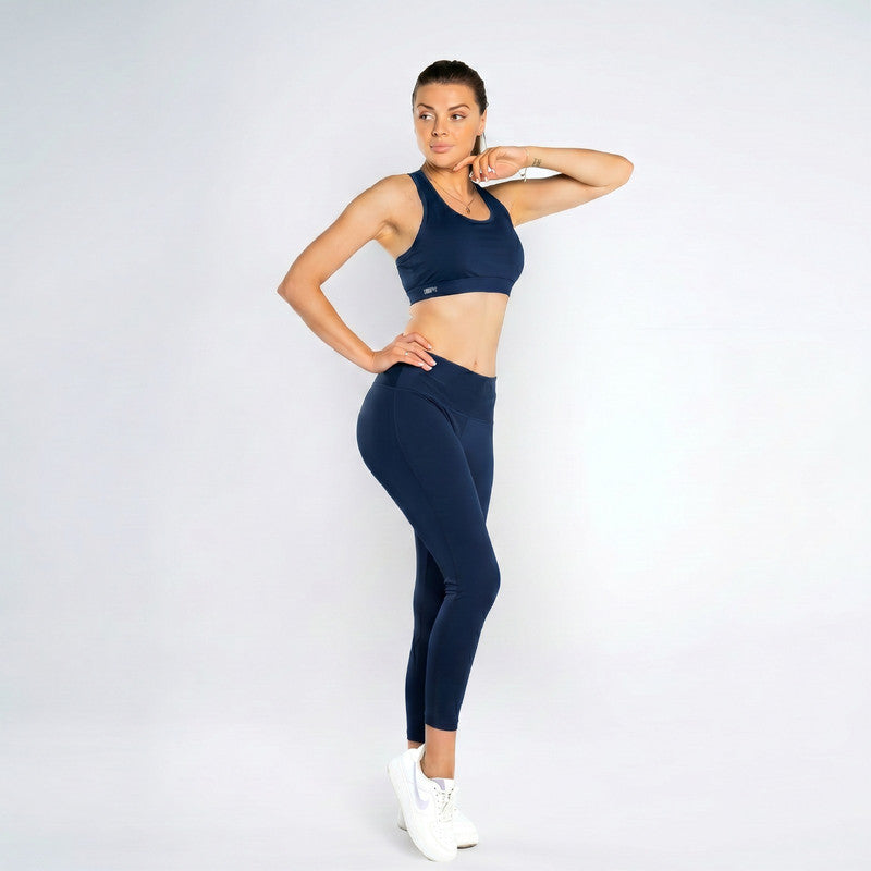 Solid Cross-Back Swim Bra – Navy
