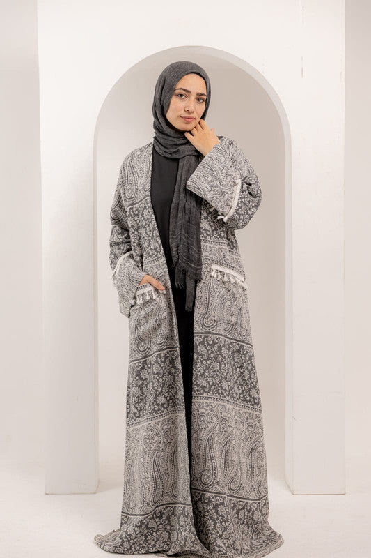 Elegant Cashmere Caftan – Grey