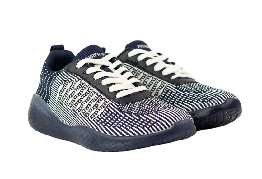 Textured Lace-Up Sneakers - Dark Blue