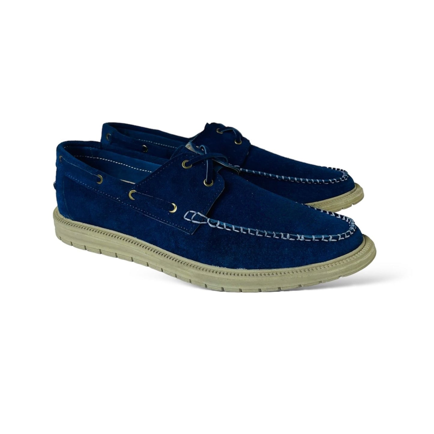 Suede Casual Moc-Toe Shoes - Navy