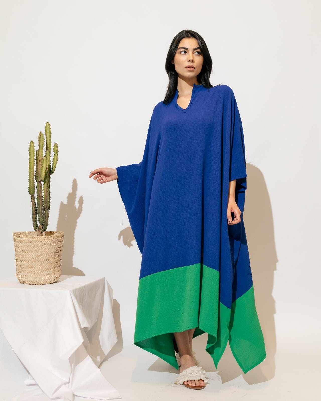 Linen Bi-Tone Kaftan - Multicolor