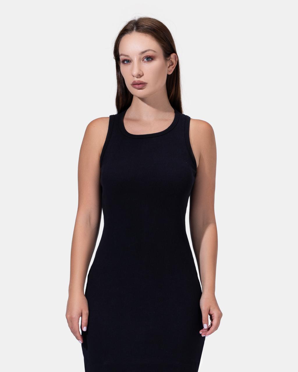 Cotton Basic White Dress - Black