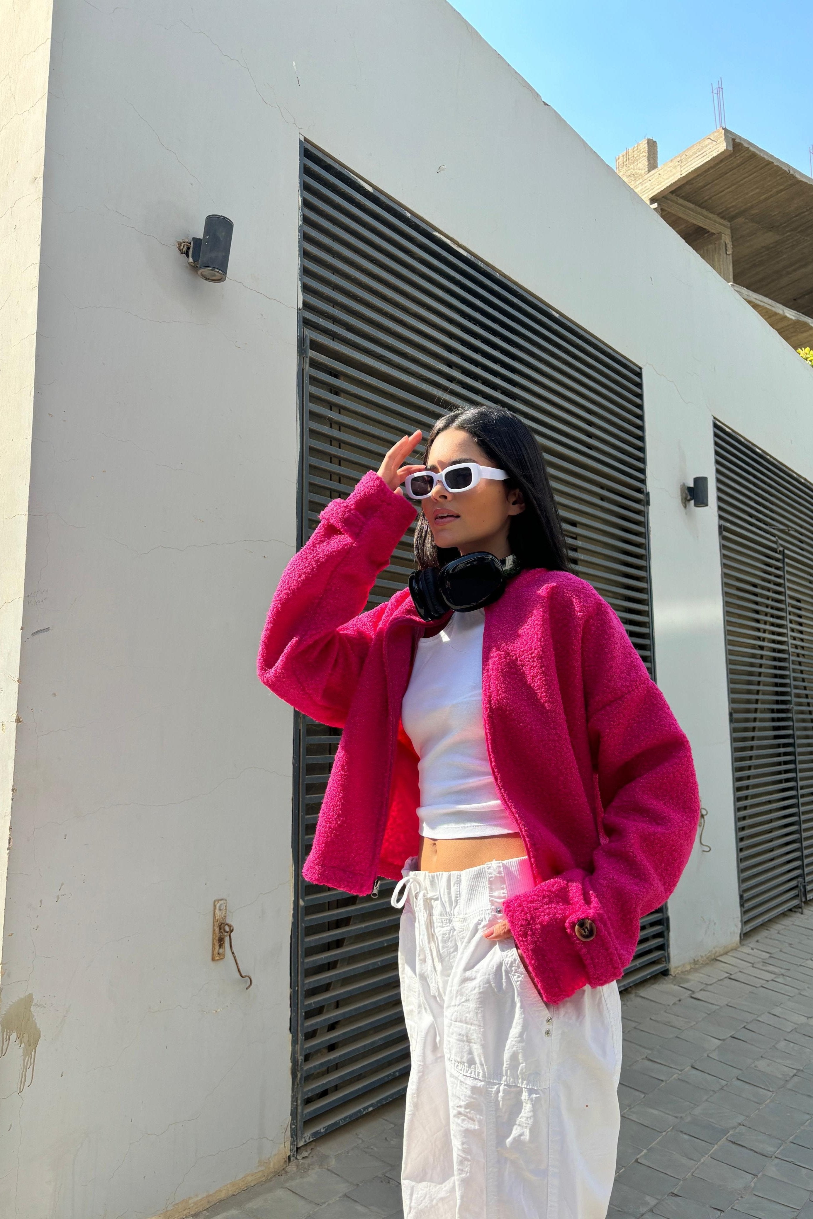 Wool Boucle Jacket - Fuchsia