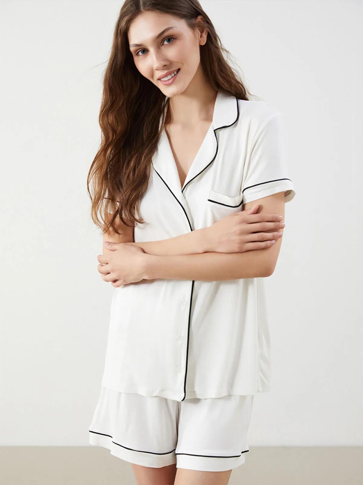 Collared Neck Pajama Set