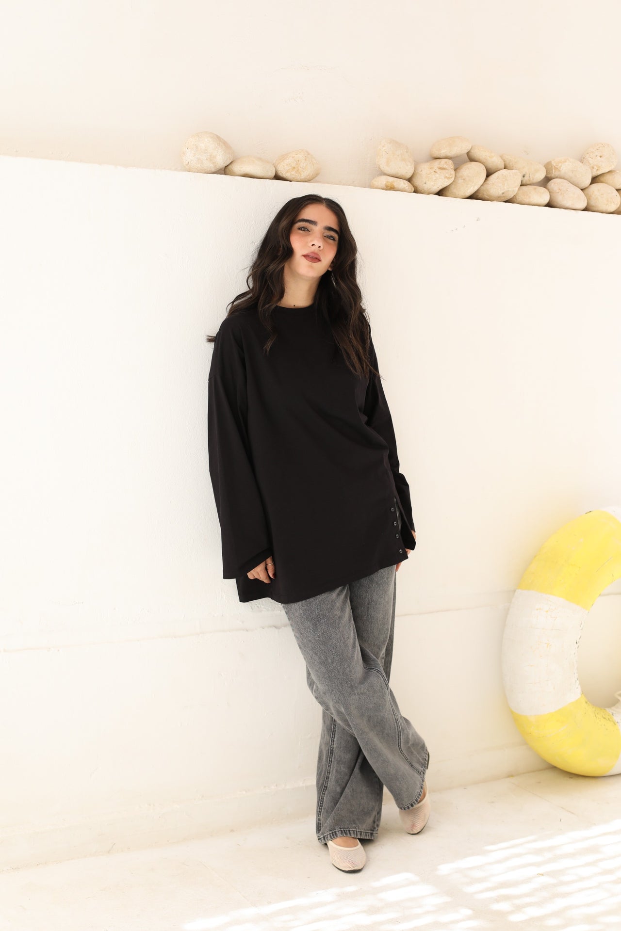Side Buttons Basic Shirt